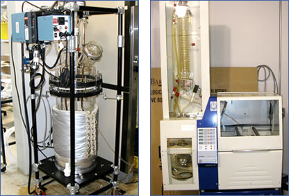 Medium scale, pilot plant equipment is used to evaluate methods and produce experimental batches